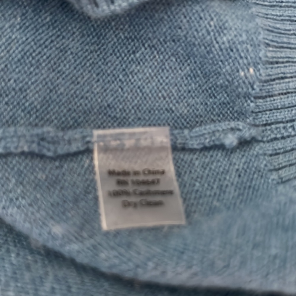 Kinross 100% Cashmere 1/4 Zip Mock Neck Stonewash Blue Sweater MED - Picture 8 of 13